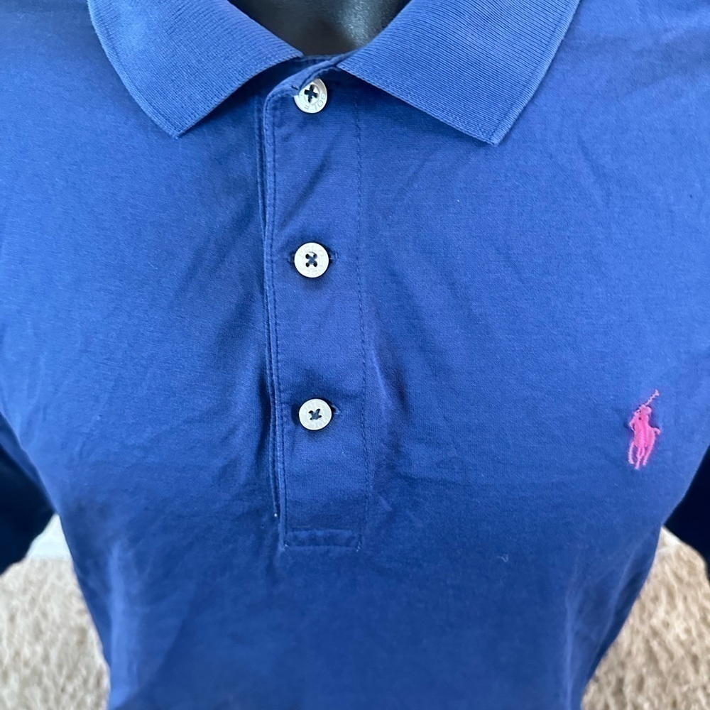 Men’s used Ralph Lauren golf polo shirt blue red size L large - Picture 4 of 5